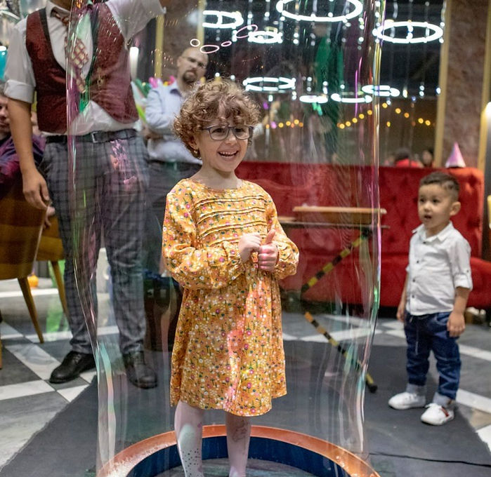 bubble show - human in bubble trick - birthday party show