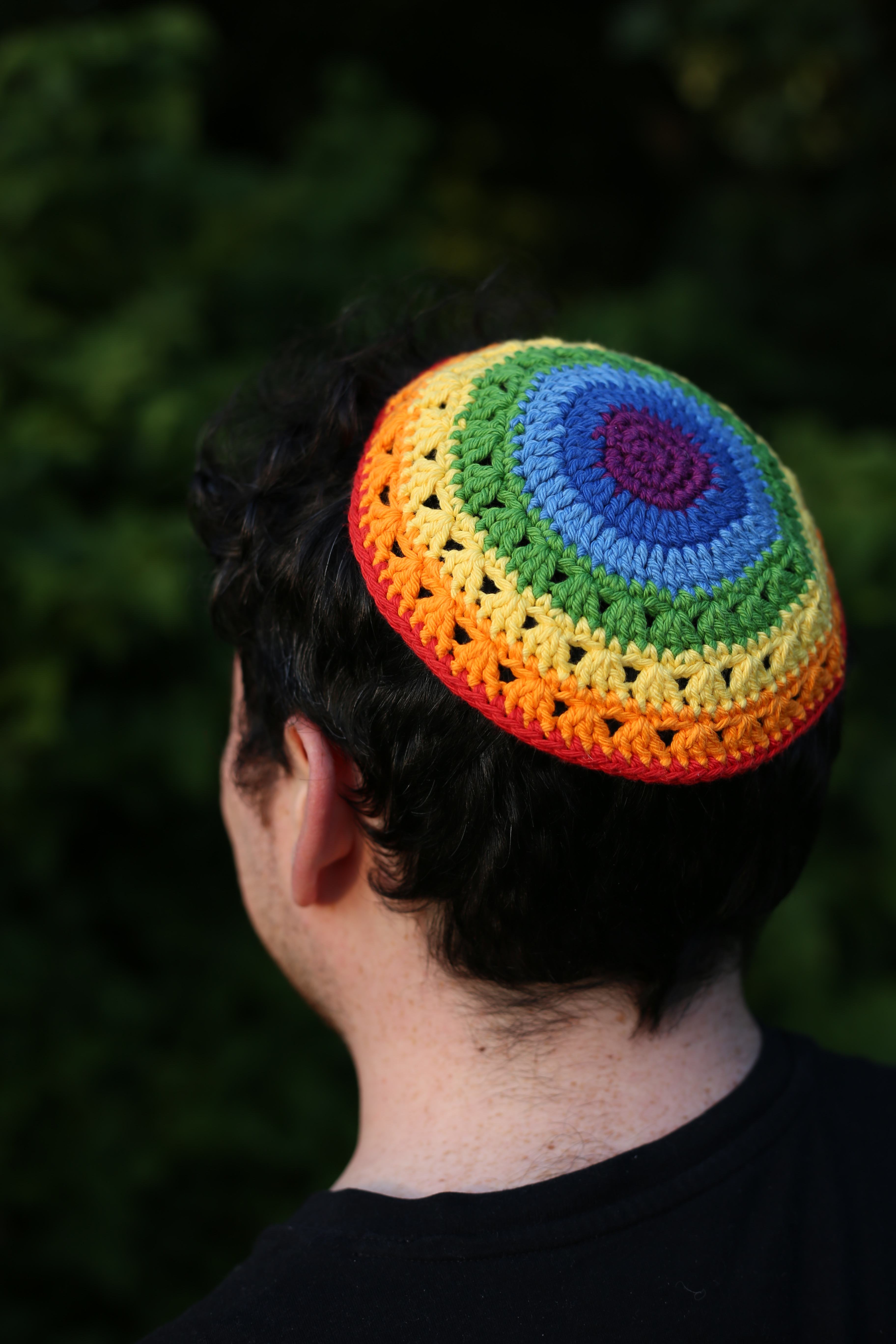 Rainbow Crocheted Cotton Kippah