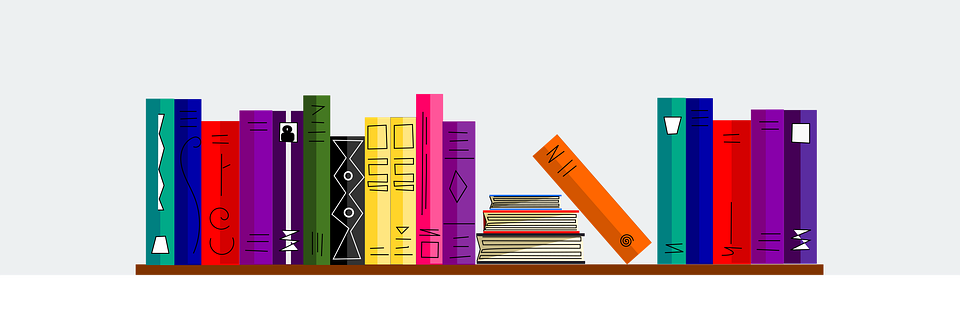 Shelve of multi-colored books
