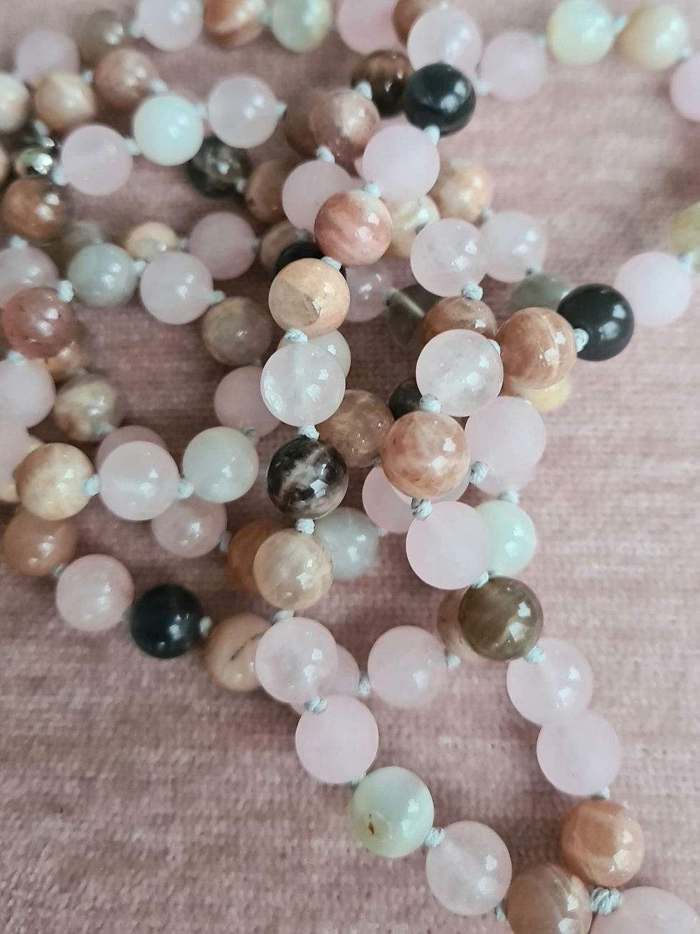 Mondstein - Rosenquarz Mala