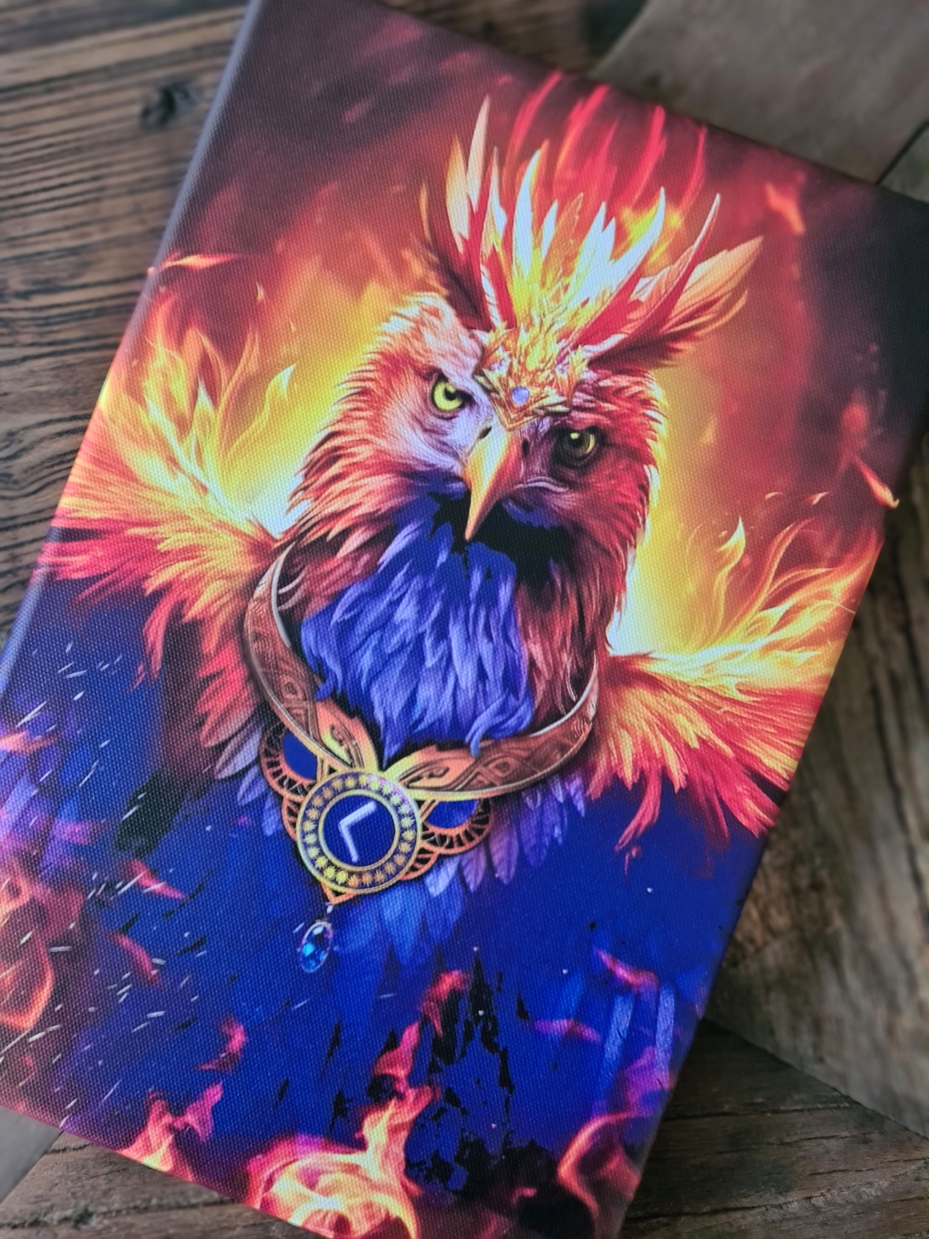 Energetisches Schwigungsbild PHÖNIX mit Rune Kenaz 40x30 cm