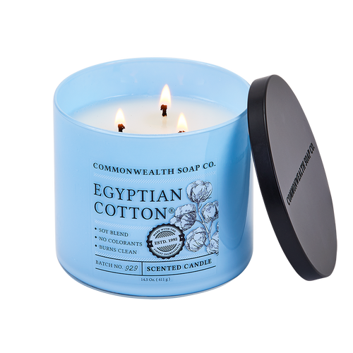 Egyptian Cotton® 3wick Soy Candle Commonwealth Soap Co