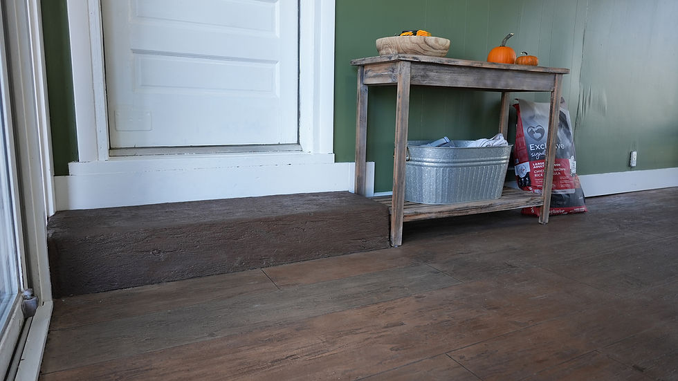 Concrete Overlay Using Hand-Troweled Woodgrain Textures