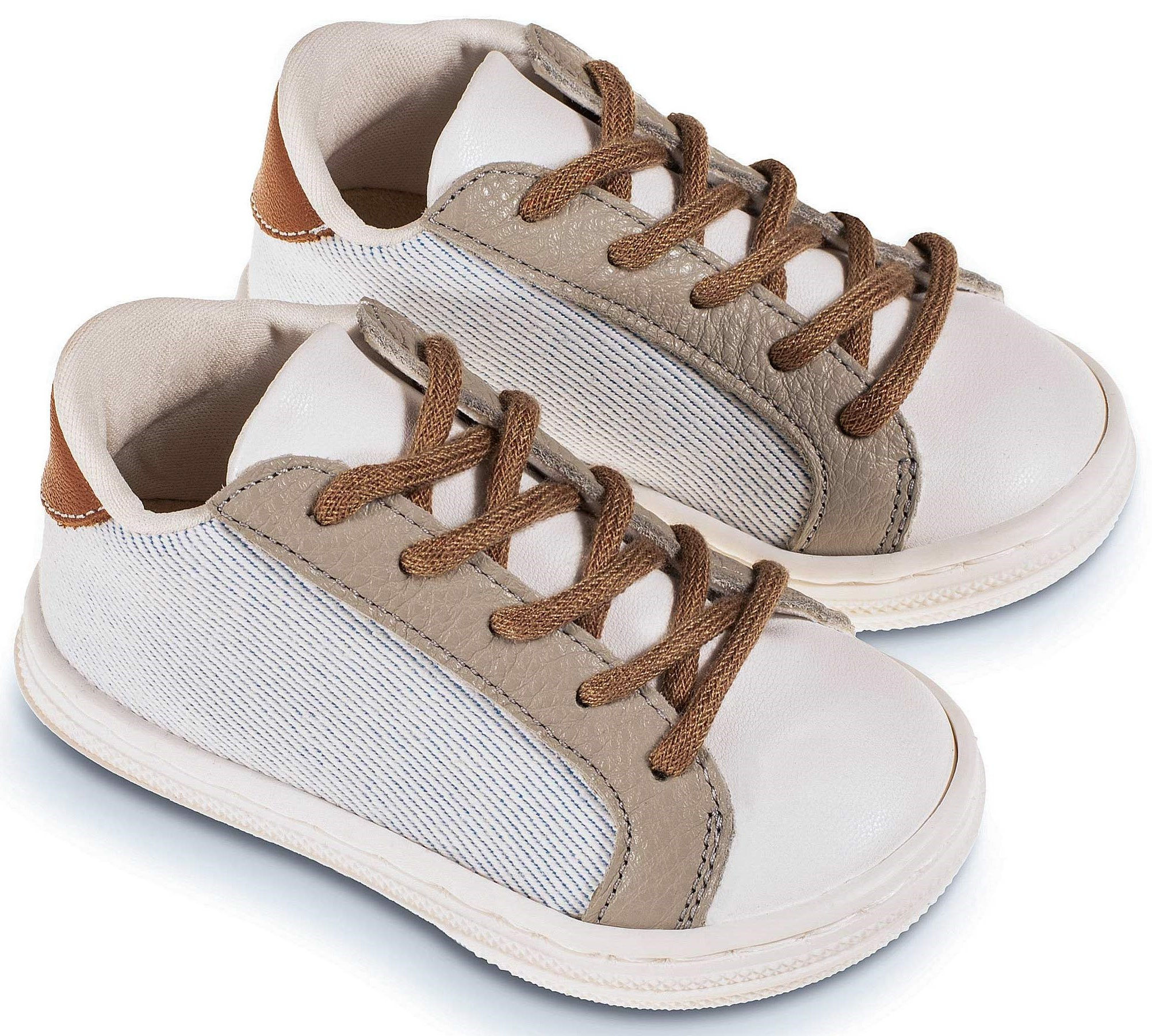 Βαπτιστικά παπούτσια για αγόρι ZO BW BS 3039 WHITE-GRAY-CAMEL