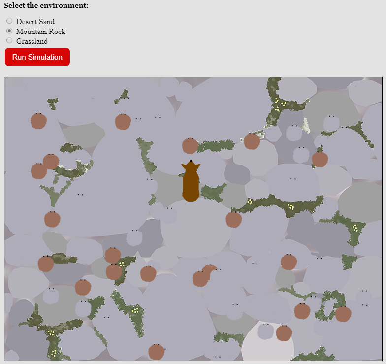 Simulation used for a natural selection virtual lab