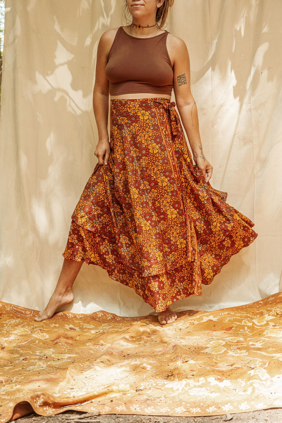 【SATIIIZ】Ellie Layered Check Wrap Skirt Eliza Layered Wrap Skirt | Gardenbelle Shop