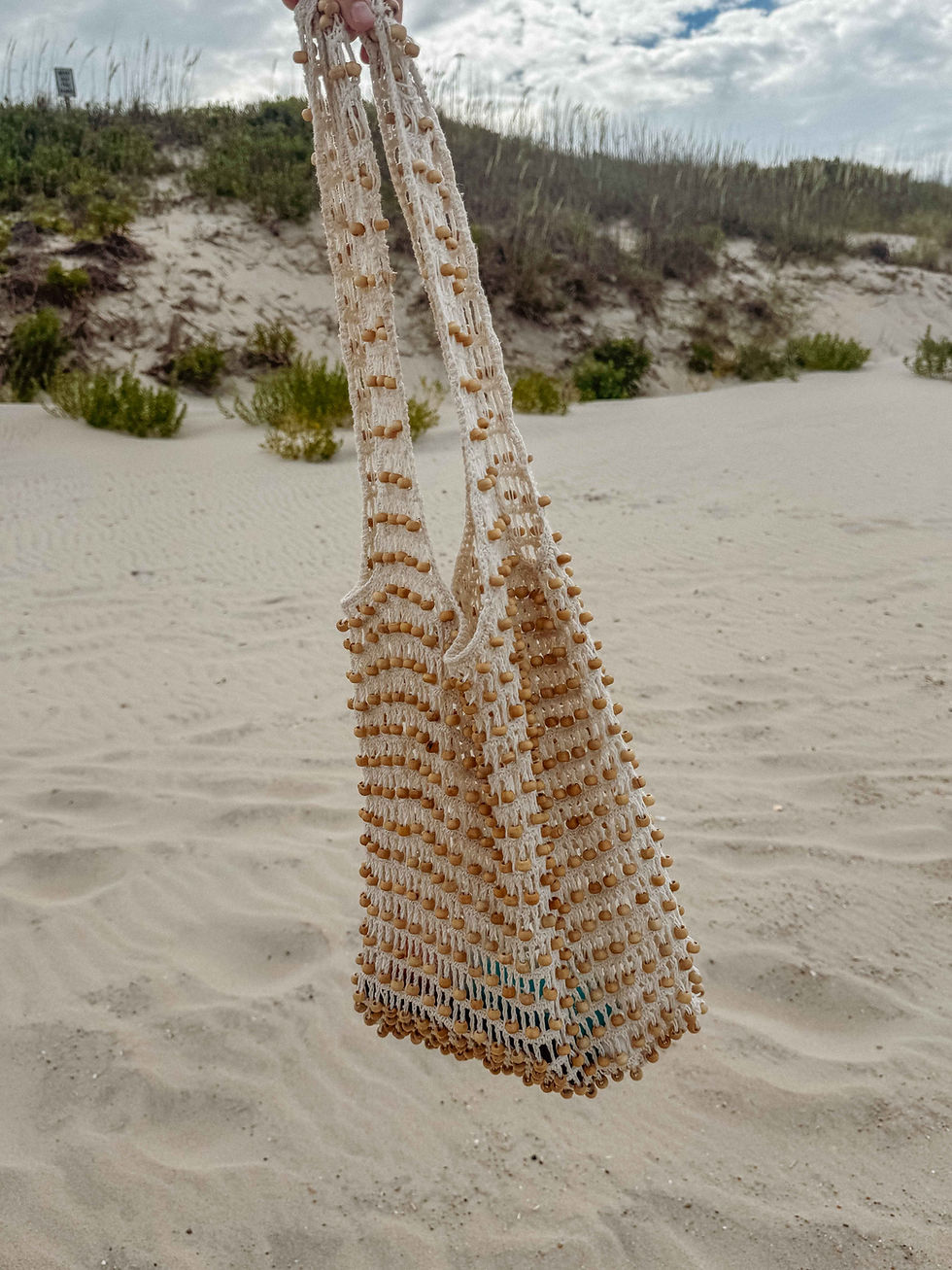 Thumbnail: Cotton + Wooden Bead Crochet Bag