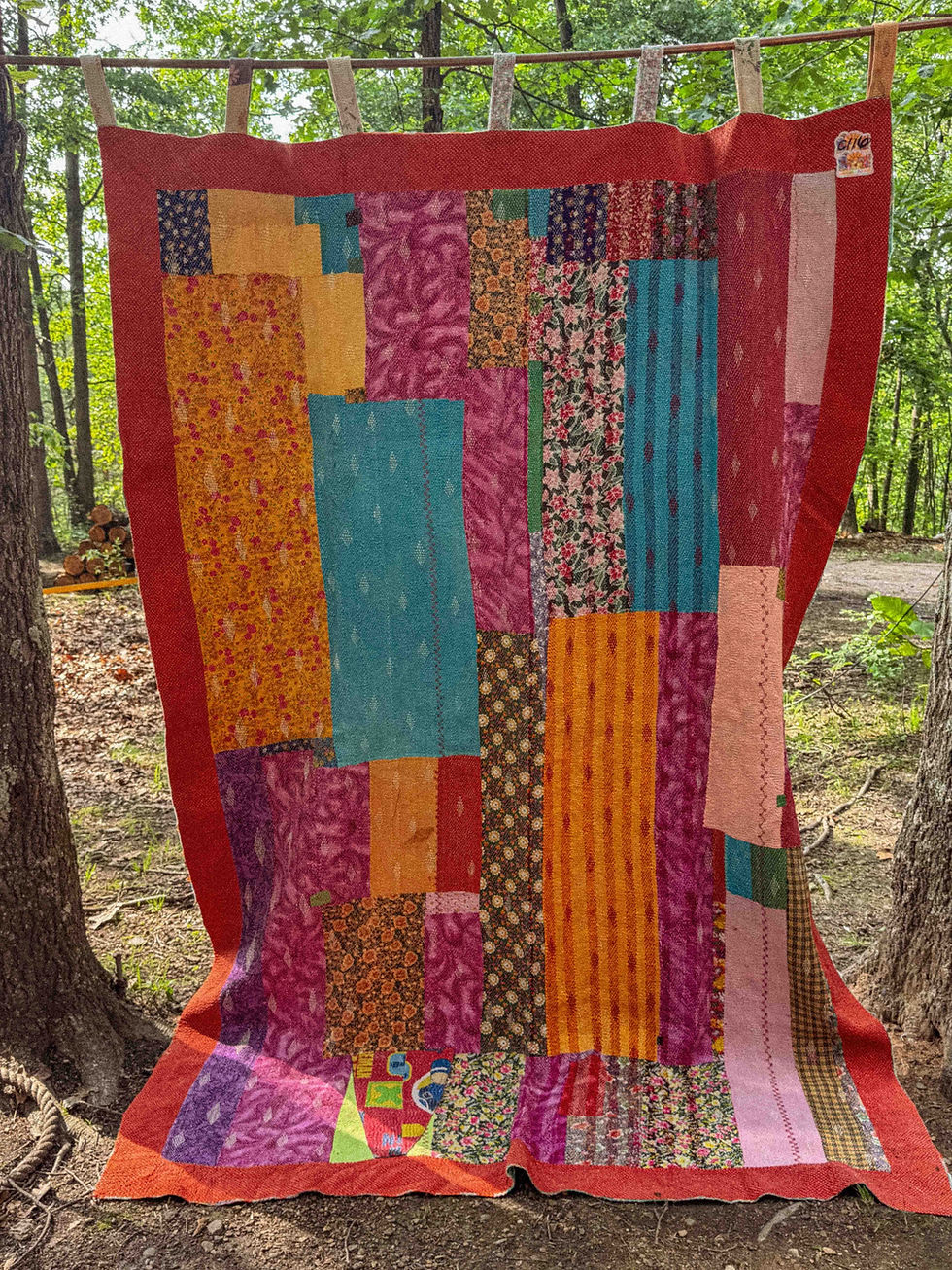 Thumbnail: Vintage Patchwork Kantha Room Dividing Black Out Curtain