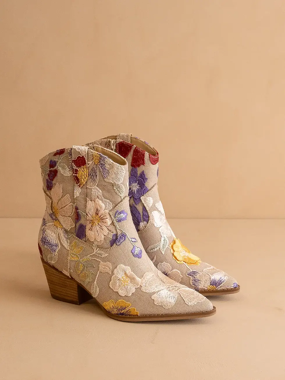 Thumbnail: The Wanda | Taupe Floral Applique Western Boot