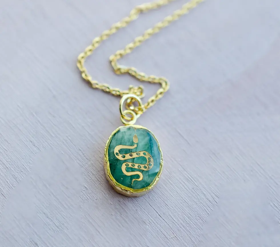 Thumbnail: Emerald Snake Pendant Necklace