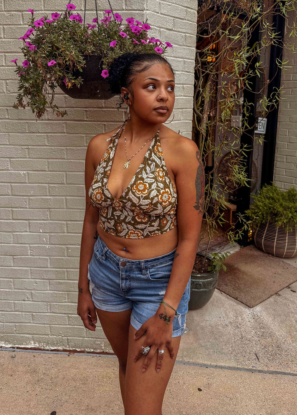 Thumbnail: Block Printed Bralette Organic Cotton