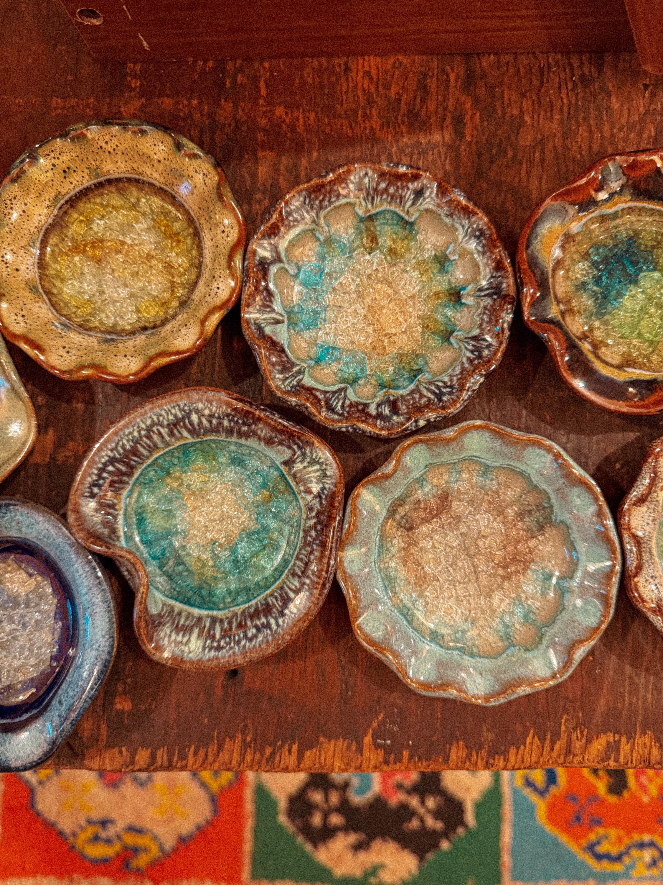 Mystery Mini Pottery Dish w Recycled Glass