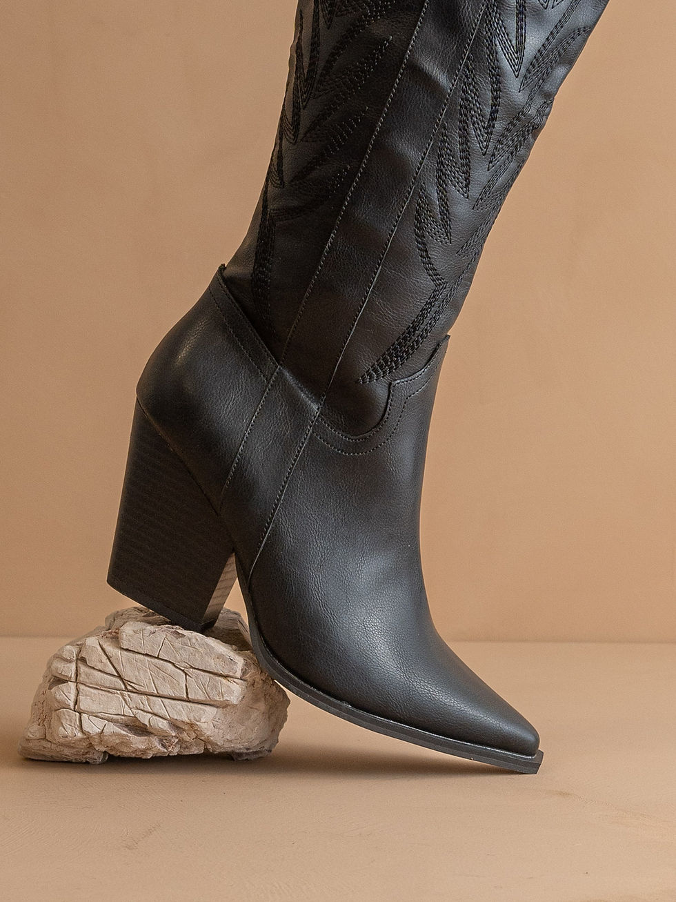 Thumbnail: The Bronco Black | Knee High Cowboy Western Boot
