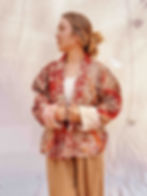 Thumbnail: Persian Rug Kantha Cardigan - Berry Diamond