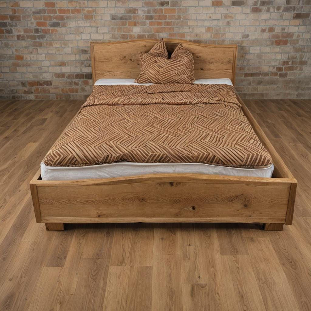 Solid Oak Bed Frame and Headboard, 100% Natural Live Edge, Avail Sizes for Tw...