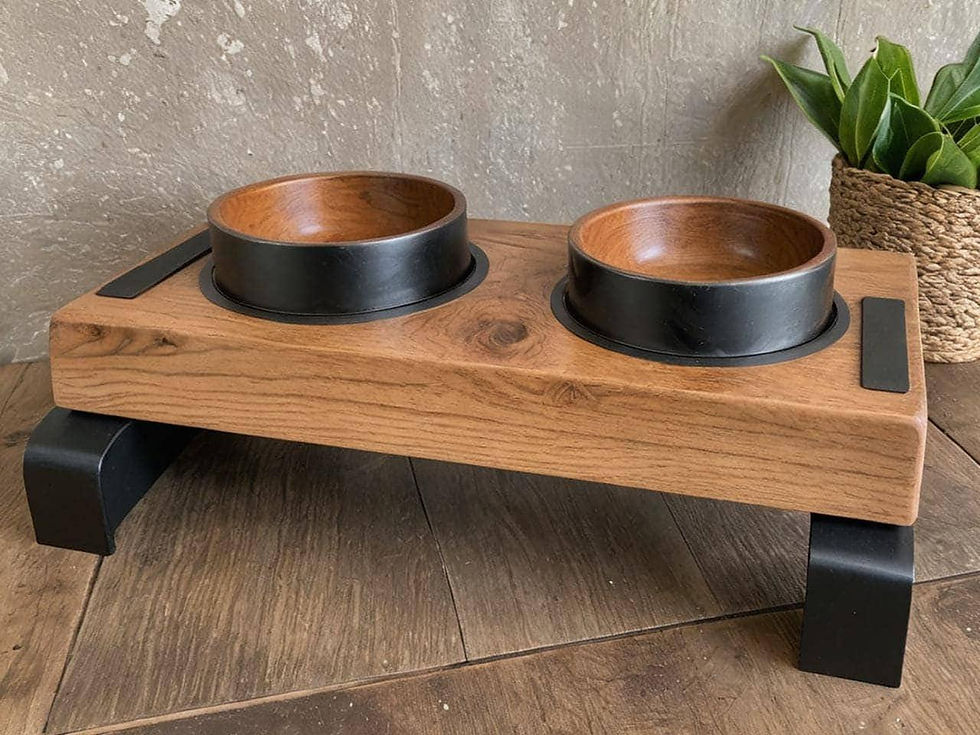 Thumbnail: Solid Wood Dog Bowl Holder, Real Wood Feeder Stand