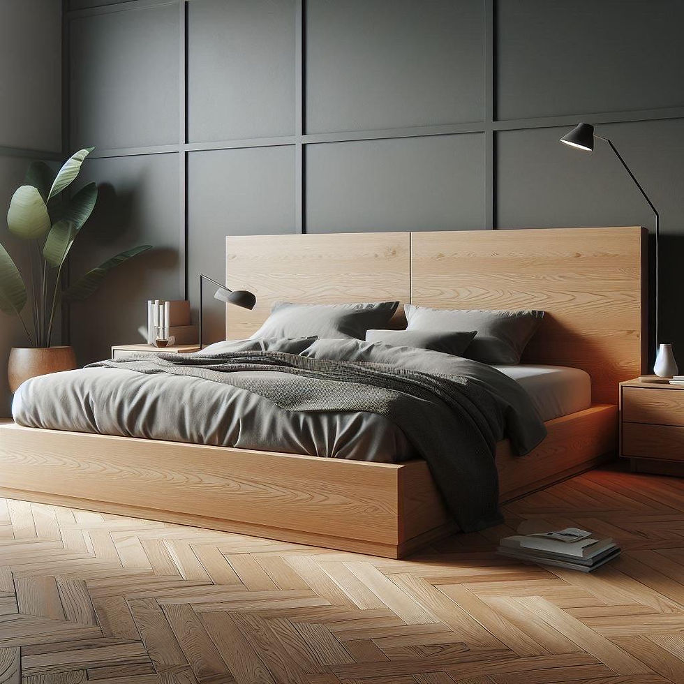 Thumbnail: Solid Oak Wood Bed Frame, 100% Custom Bedframe, Low Profile, Avail Sizes for...