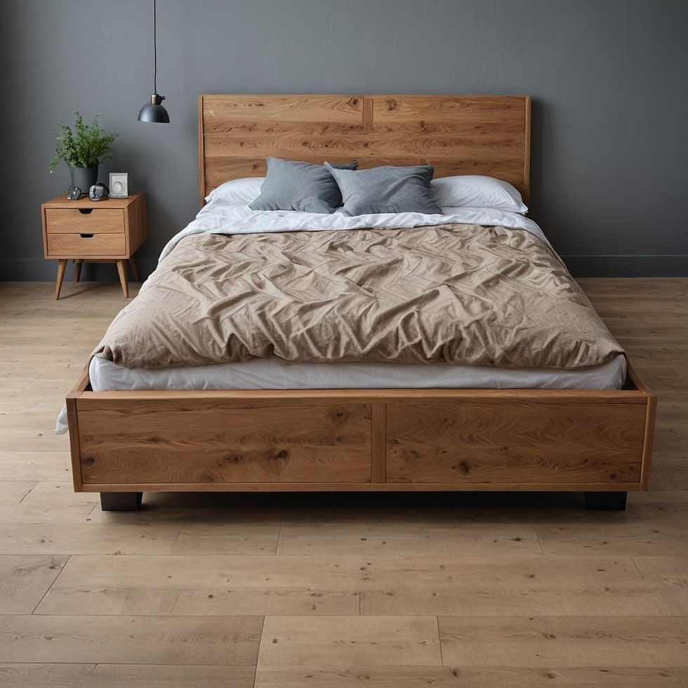 Thumbnail: Solid Oak Bed Frame and Headboard, 100% Natural Live Edge, Available Sizes for Tw...