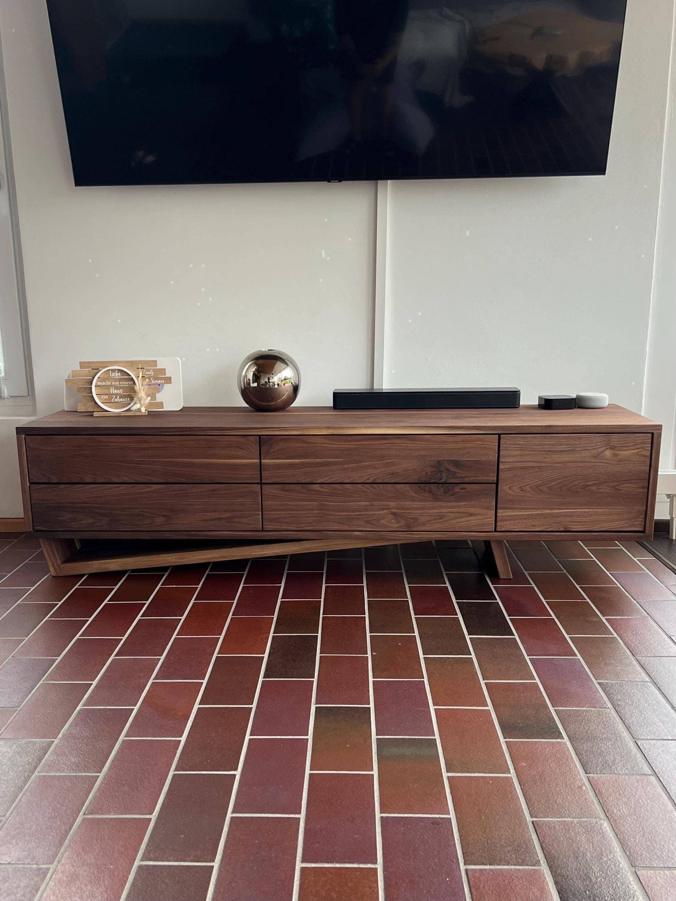 Walnuss Massivholz Lowboard Sideboard TV Console