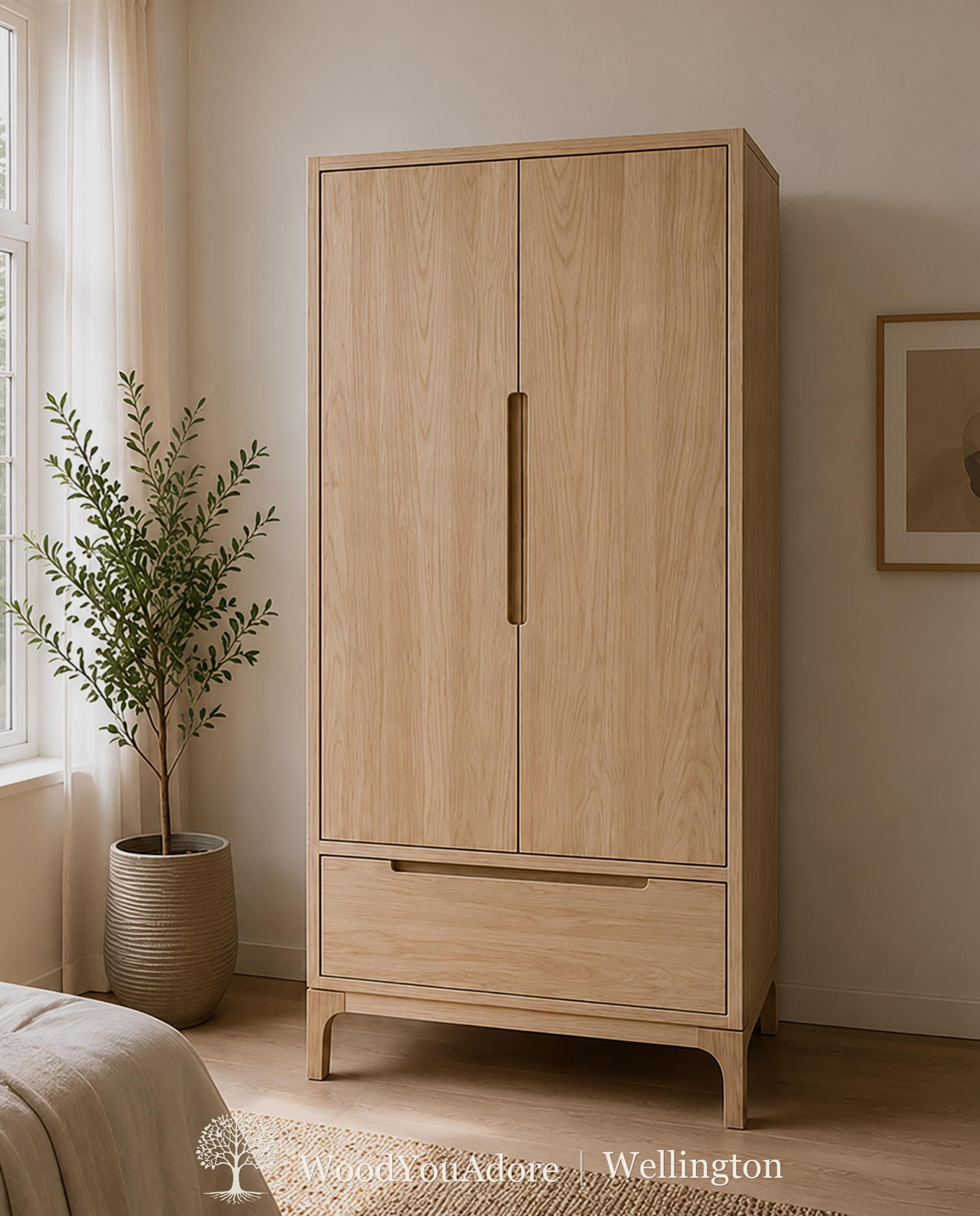 Modern Eiche Kleiderschrank "Wellington" - 2-türig, Massivholz