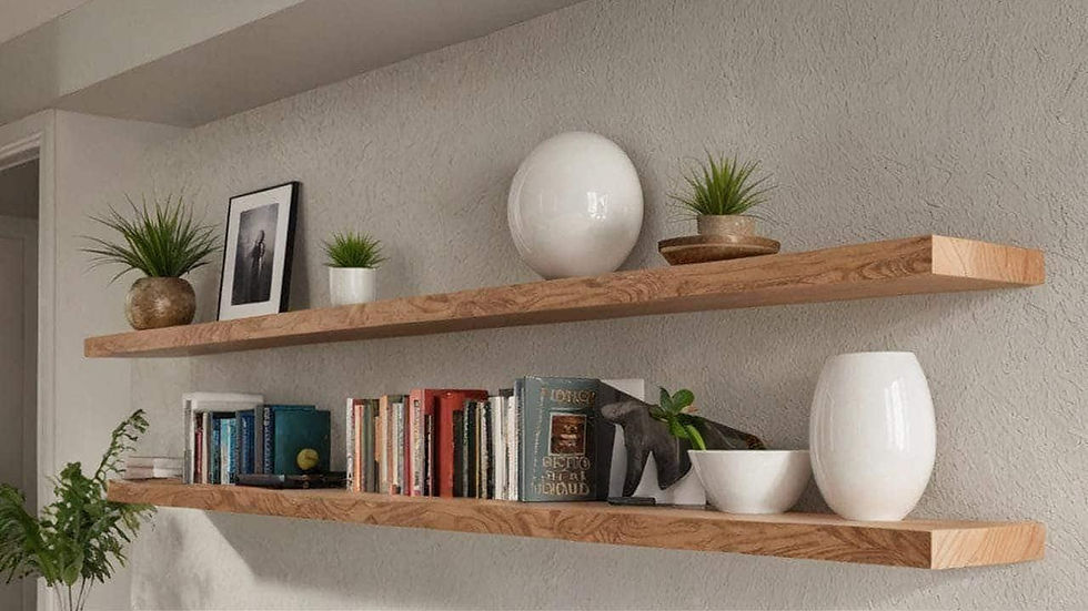 Miniaturbild: Schwebendes Wandregal aus Wildeiche – Zeitloses Design mit integrierter Halte...