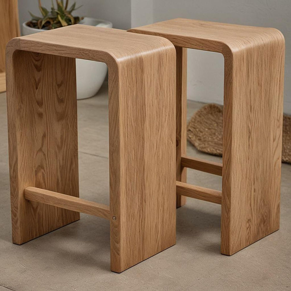 Thumbnail: Handcrafted round wooden stool - Made to order - Gift idea