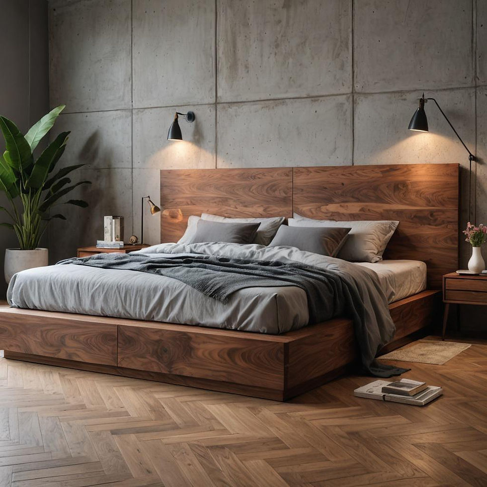 Thumbnail: Solid Oak Wood Bed Frame, 100% Custom Bedframe, Low Profile, Avail Sizes for...