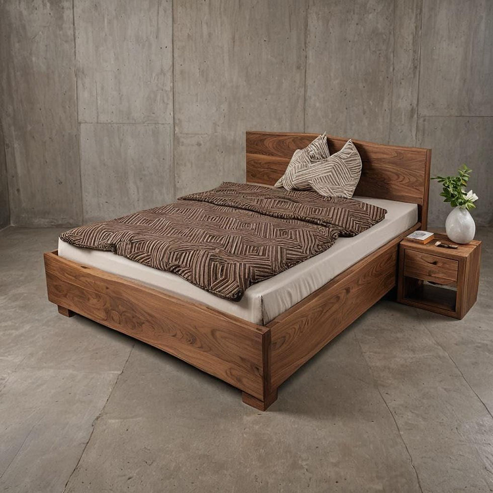 Thumbnail: Solid Oak Bed Frame with Live Edge Headboard, Various Sizes Twin to Cal King