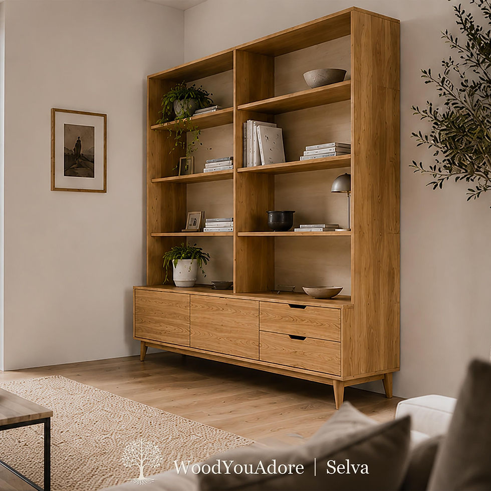 Miniaturbild: "Selva Echtholz Wohnzimmerwandregal, Bücherregal, Moderner Holzschrank"