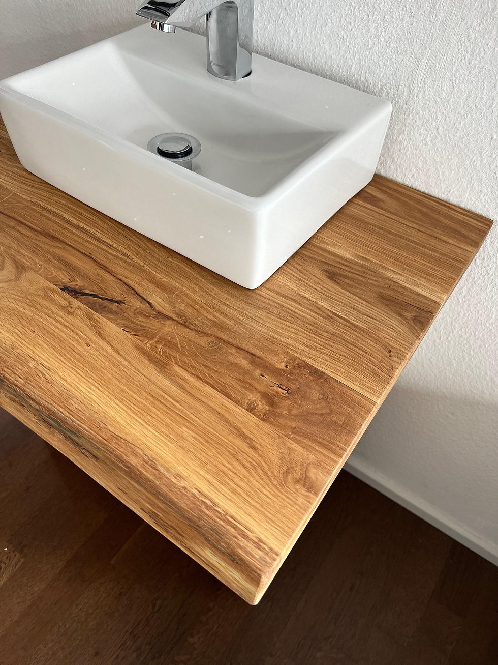Thumbnail: Oak Bathroom Vanity, Single Sink Vanity, Wall Mount, Modern & Rustic Natural ...