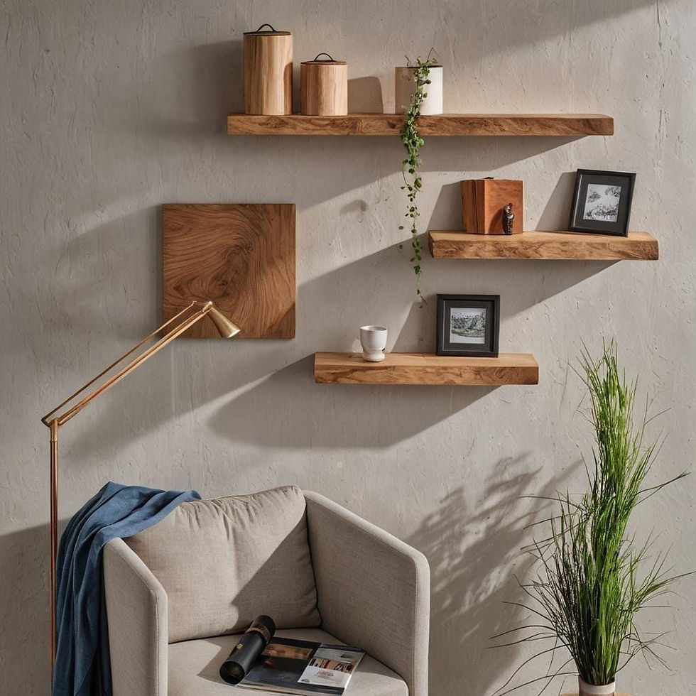 Miniaturbild: Rustic Oak Wall Shelf with Live Edge - Natural Edge Solid Oak Tree Shelf