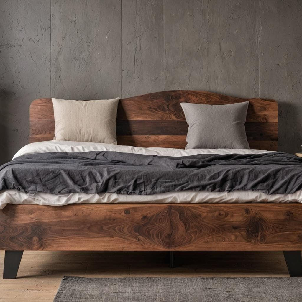 Solid Oak Bed Frame with Live Edge Headboard, Various Sizes Twin to Cal King