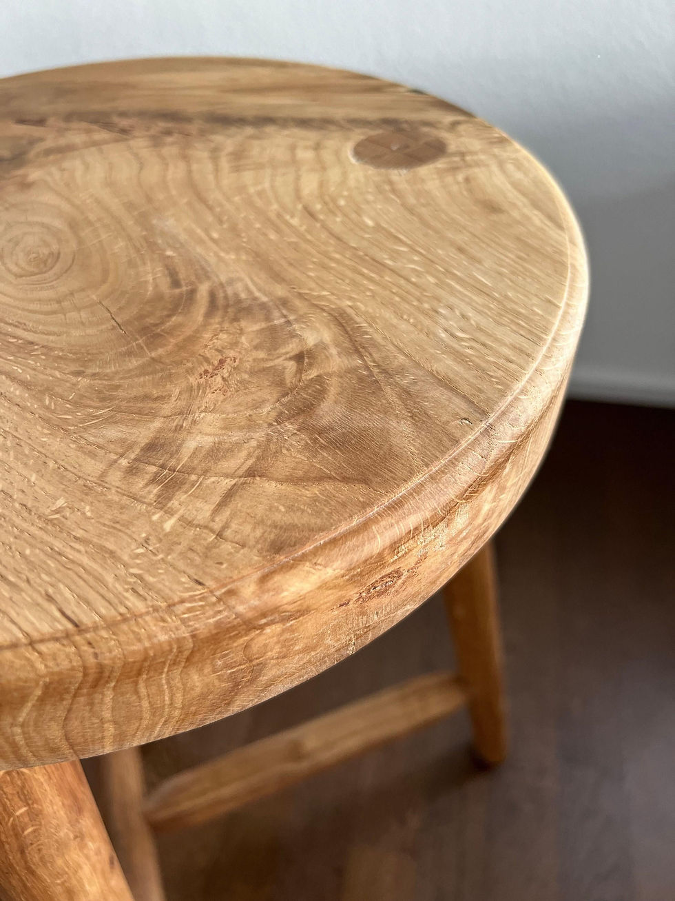 Thumbnail: Handcrafted wooden stool, round, natural wood - gift idea