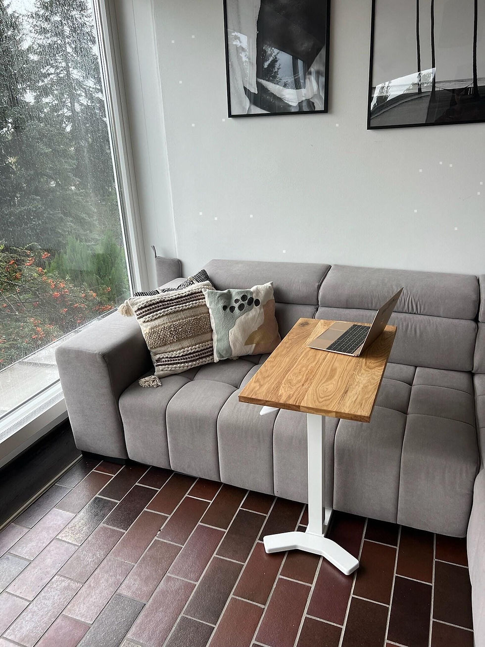 Thumbnail: Height-adjustable desk / side table / sit-stand desk / solid wood ...