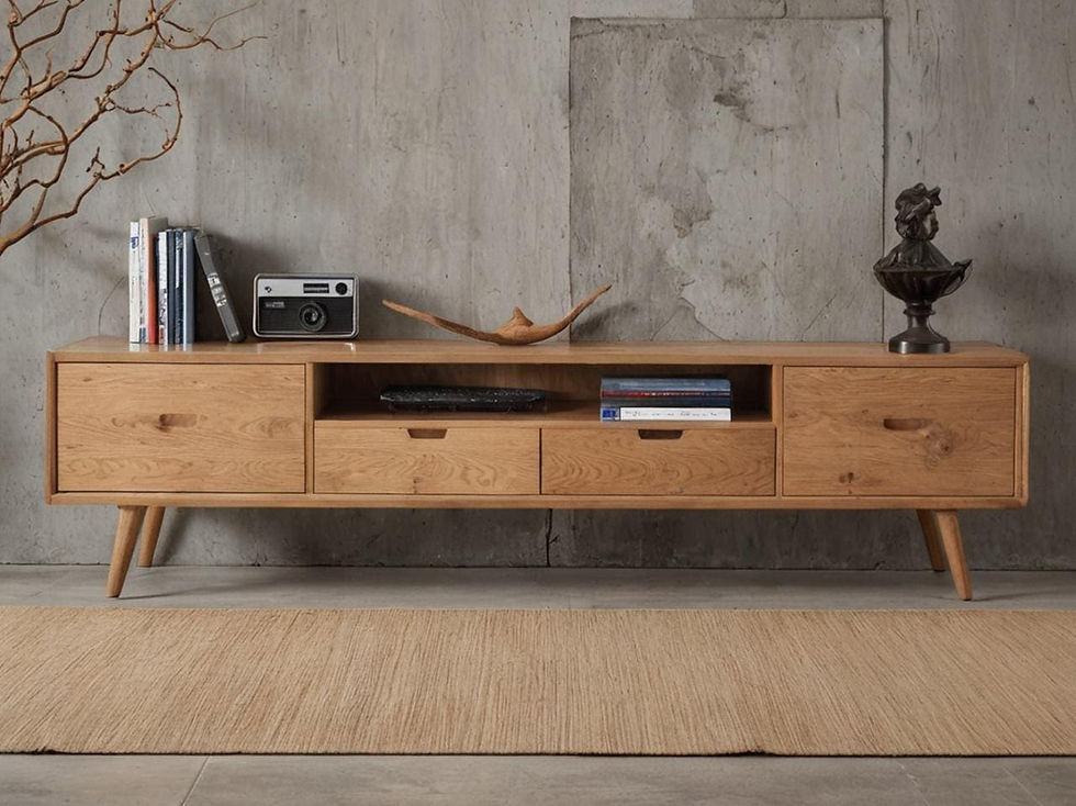 Thumbnail: Solid Wood Lowboard Sideboard Console Table End Table Cabinet Real Wood Table
