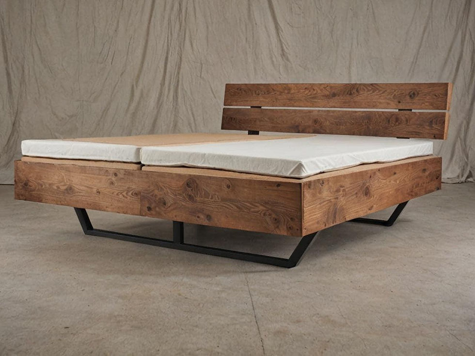 Thumbnail: Solid wood bed / Oak and walnut bed / Wooden bed / Oak bed / Real wood bed