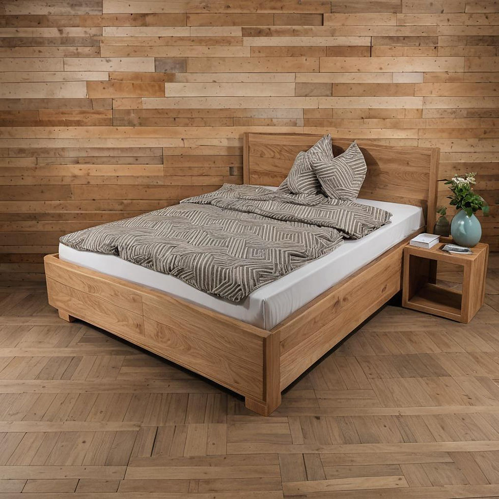 Miniaturbild: Solid Oak Bed Frame and Headboard, 100% Natural Live Edge, Avail Sizes for Tw...