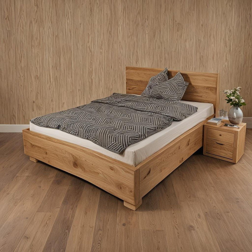 Thumbnail: Solid Oak Bed Frame and Headboard, 100% Natural Live Edge, Available Sizes for Tw...