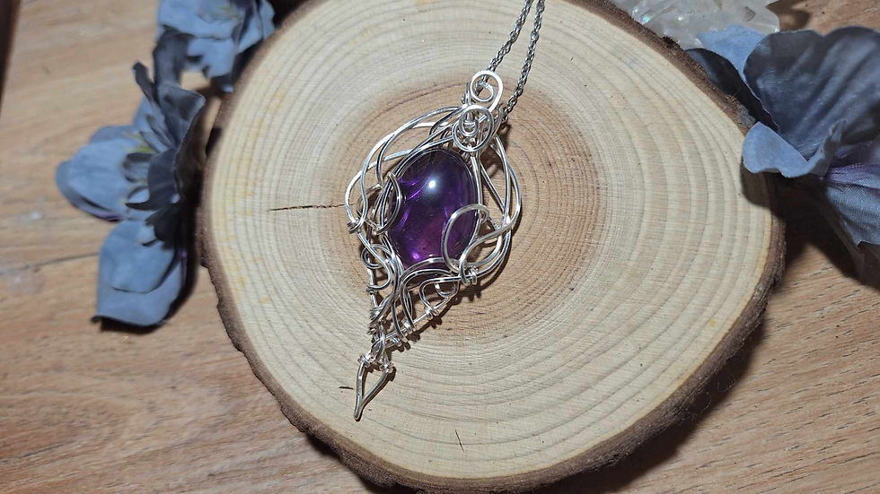 Miniature : MELMIRË - Améthyste AAA++ Naturelle, Fil Plaqué Argent 925