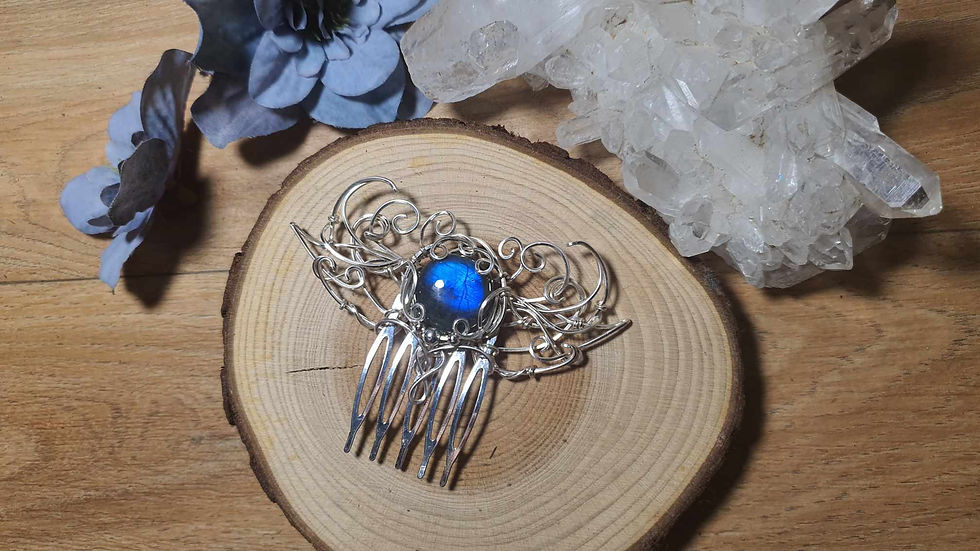 Miniature : RIV'LOMË - Labradorite Bleue Naturelle, Fil Plaqué Argent 925