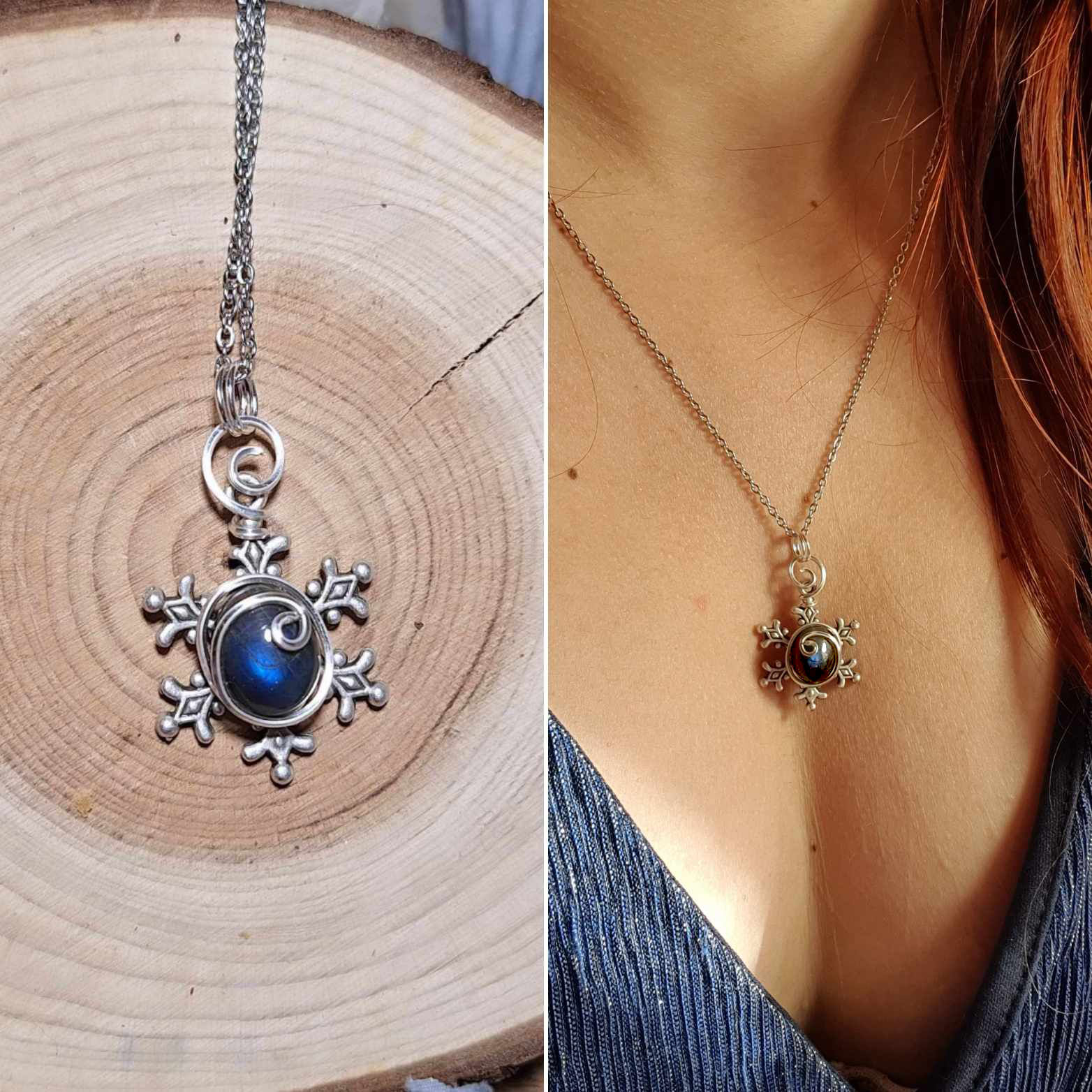 NIQUIS'RIVË - Labradorite Bleue Naturelle, Fil Plaqué Argent 925