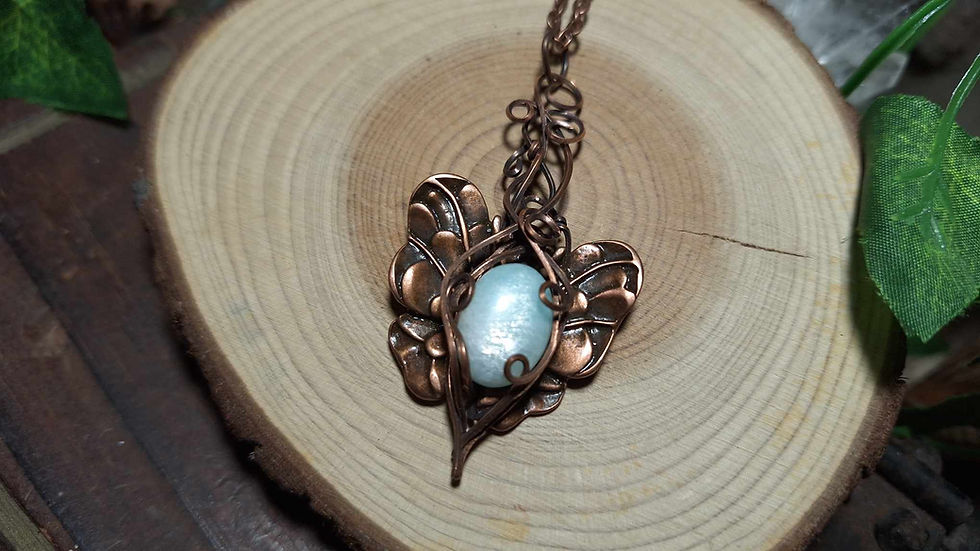 Miniature : WILWA'TILIA- Amazonite Nacrée Naturelle, Fil de Cuivre Patiné