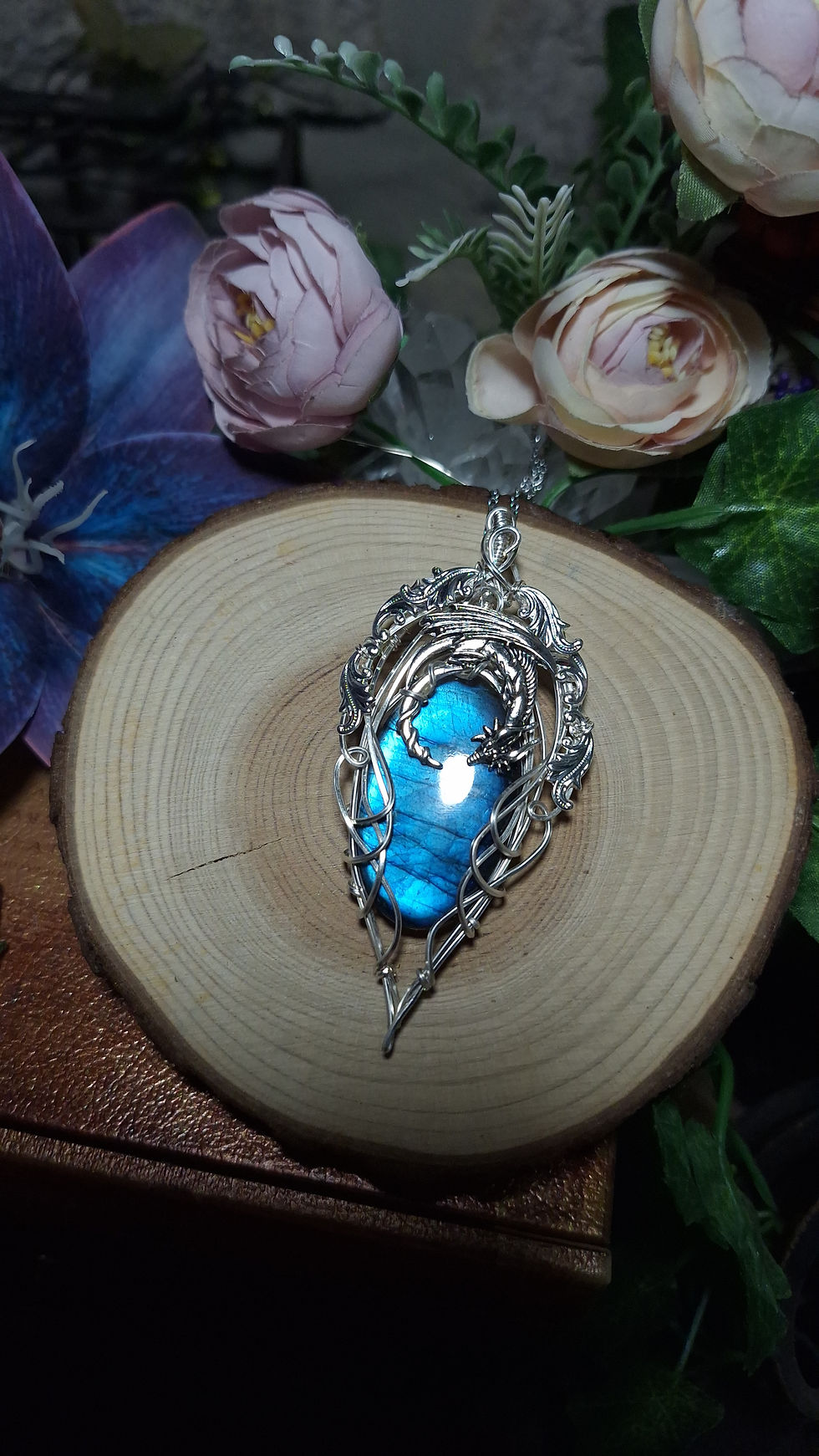 Miniature : ELMENDA'NEN - Labradorite Bleue Naturelle, Fil Plaqué Argent