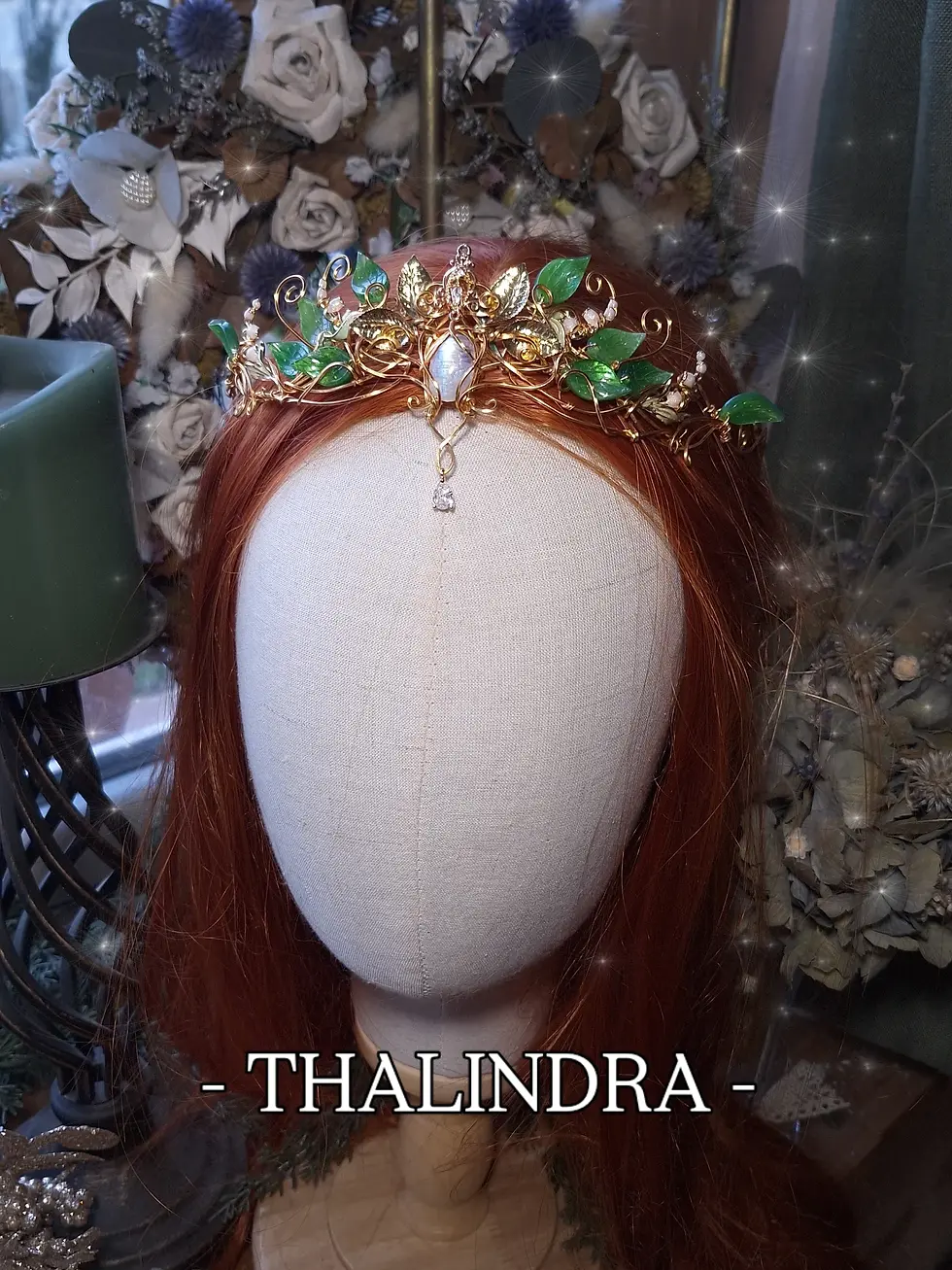 Miniature : THALINDRA - Pierre de Lune Arc-en-ciel naturelle, Fil Plaqué Or Antique