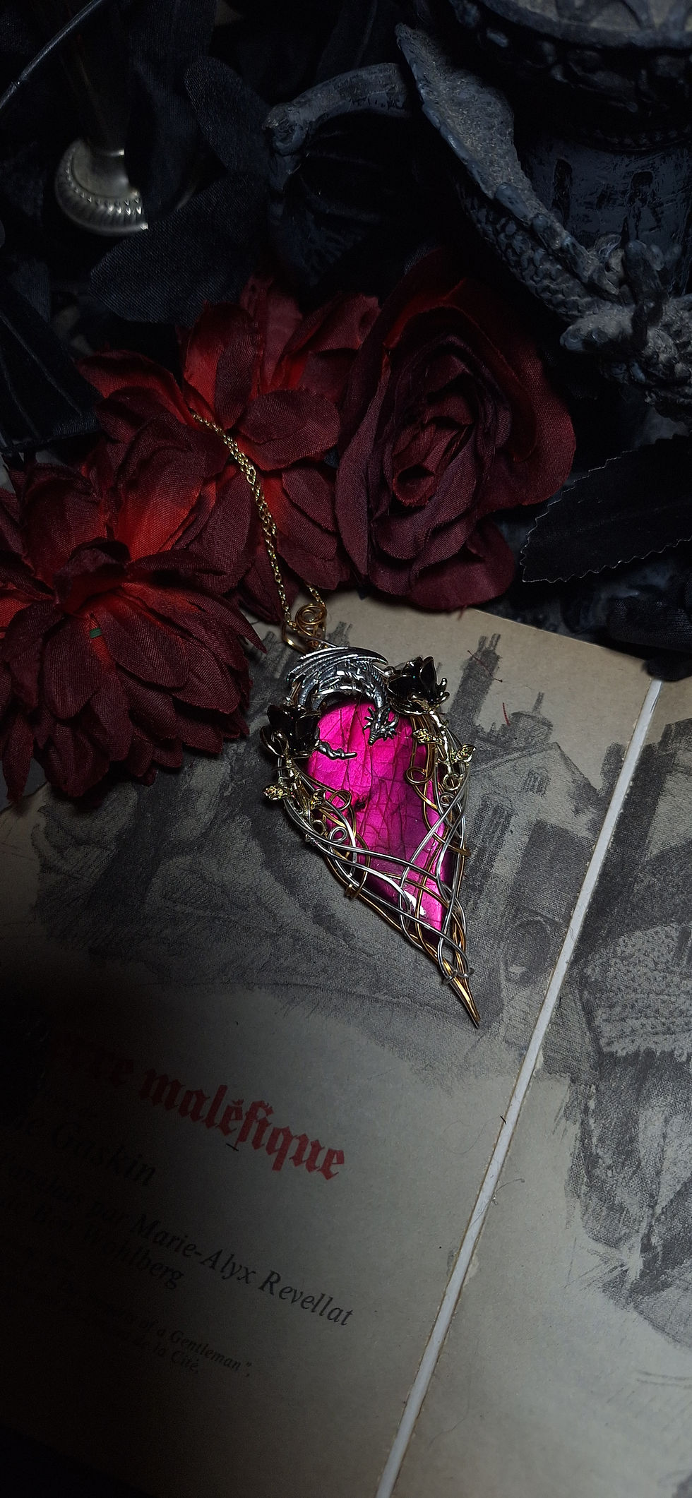 Miniature : RUTH'LAËTH - Labradorite Violette Naturelle Framboise, Fil Plaqué Argent et Or