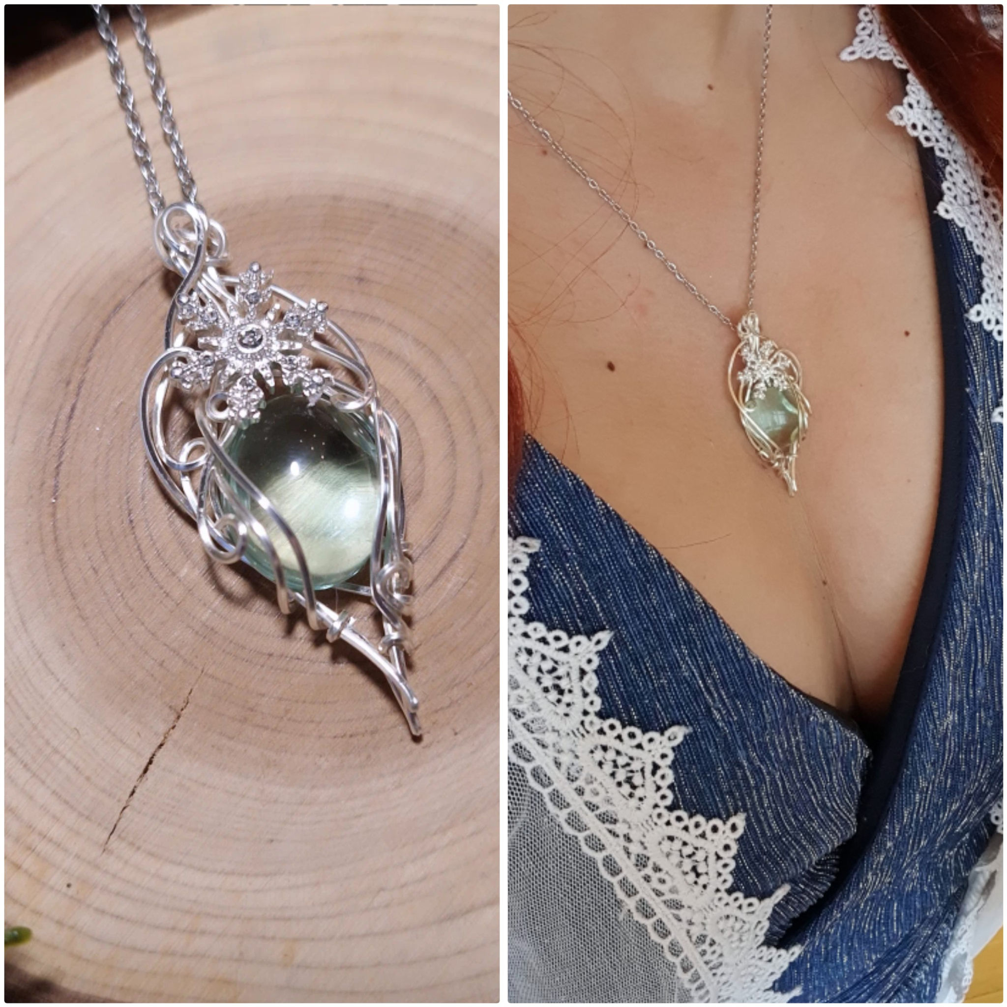 NËNIRIL - Aigue Marine Naturelle, Fil Plaqué Argent 925