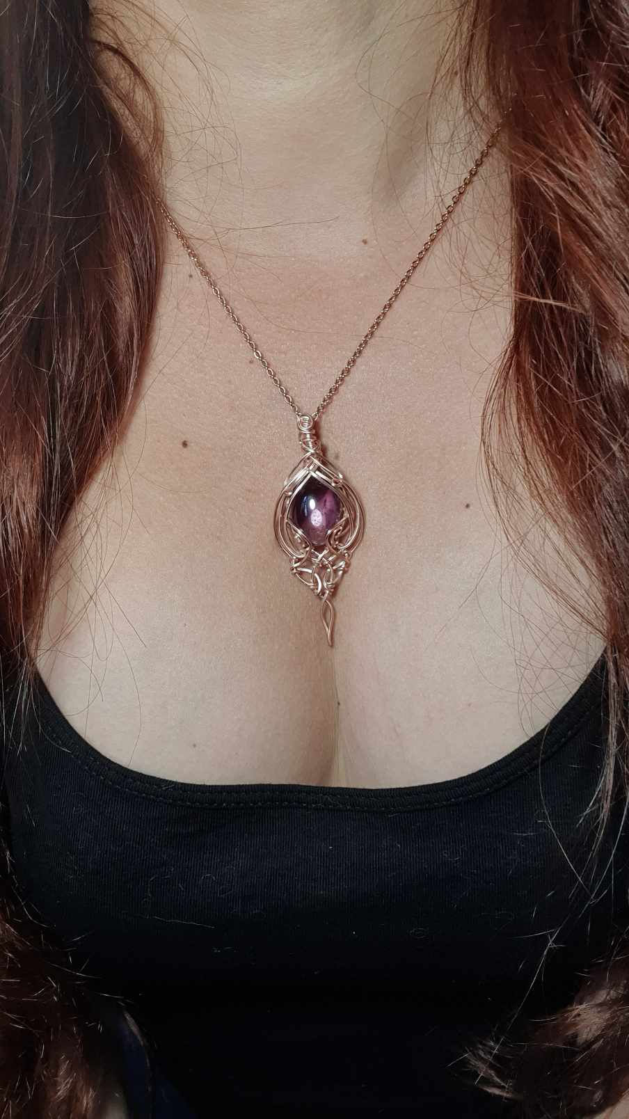 Miniature : FAË'VIEL - Améthyste AA++ Naturelle, Fil Plaqué Or Rose