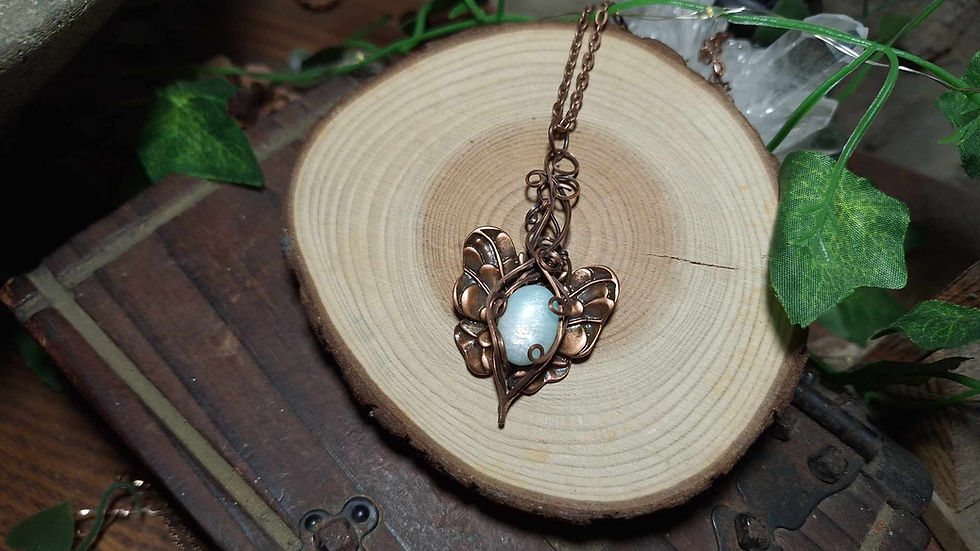 Miniature : WILWA'TILIA- Amazonite Nacrée Naturelle, Fil de Cuivre Patiné