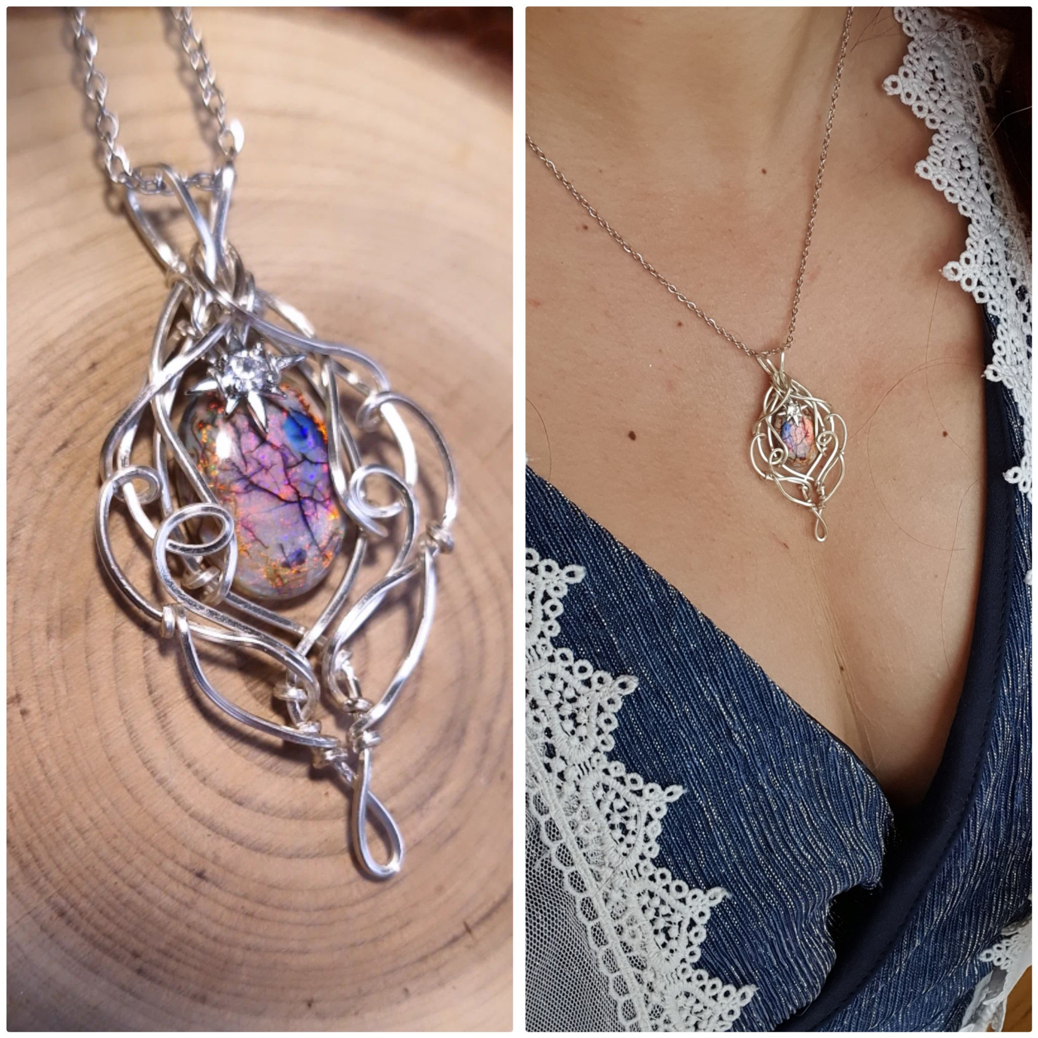 SINDELHRIVËL -Opale Monarque, Fil Plaqué Argent 925