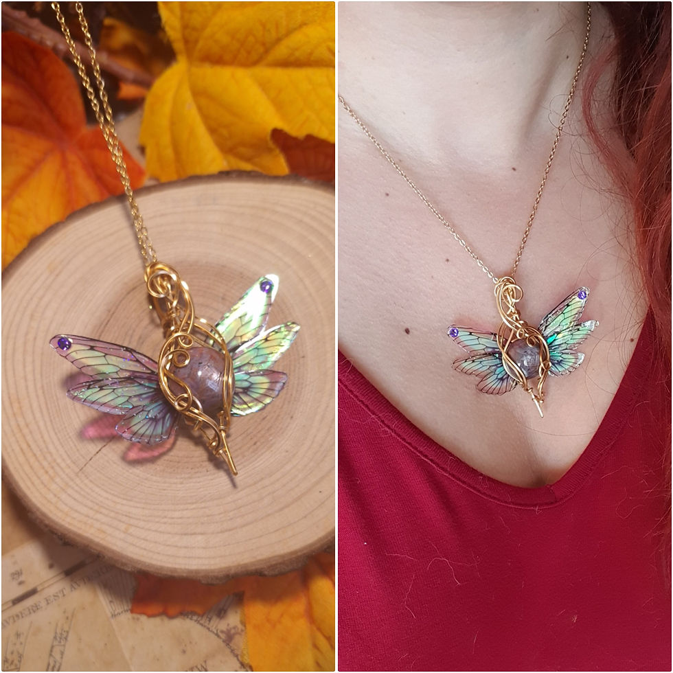 FIRIËL - Rubis étoilé Naturel, Fil Plq Or, Ailes de Faërie